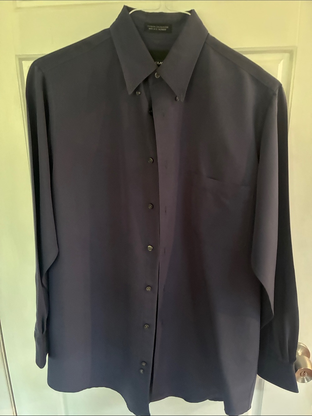 bill blass Navy Blue Long-Sleeve Dress Shirt